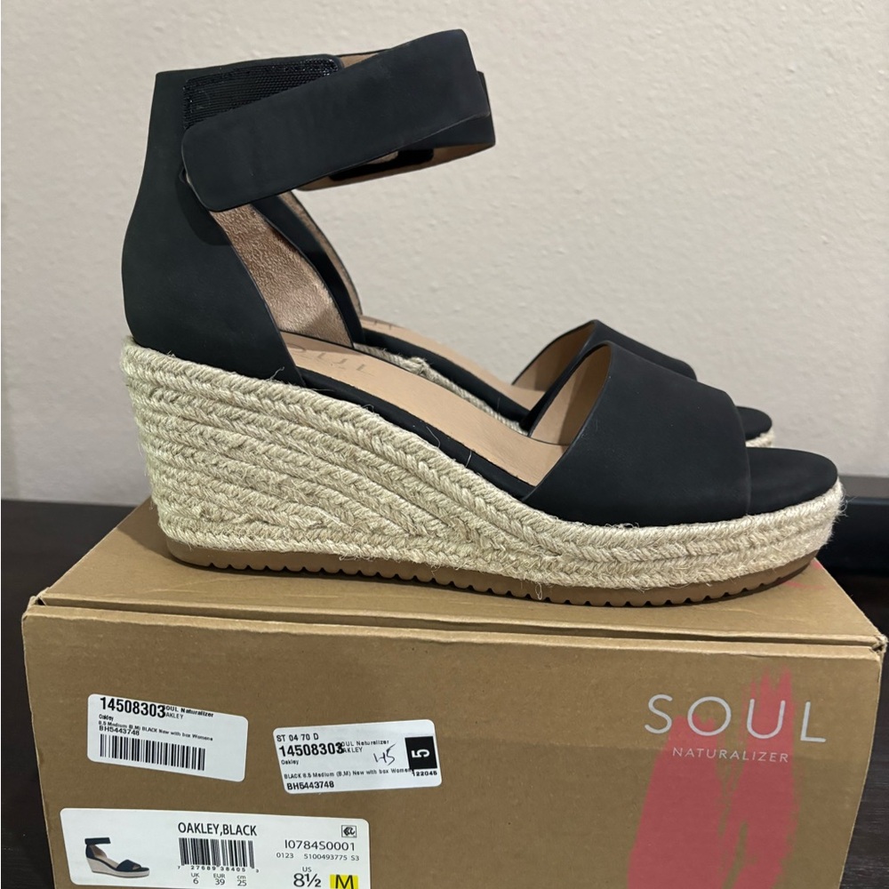 SOUL Naturalizer Women's Black Oakley Wedge Sandals Size 8.5M NIB - Picture 7 of 14